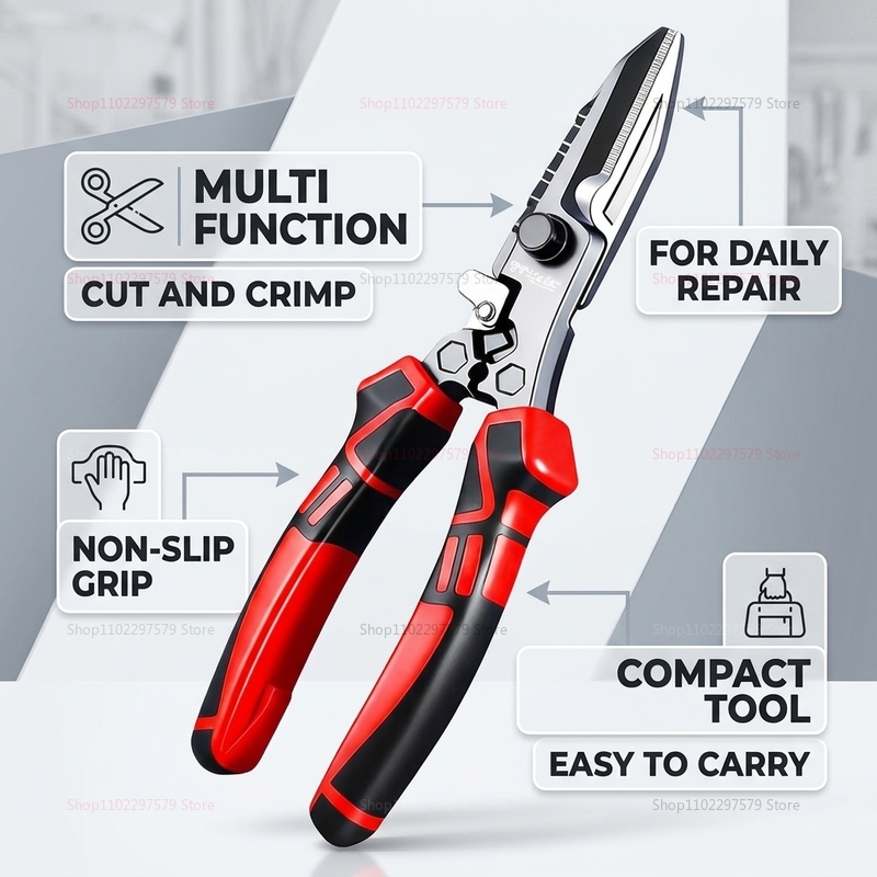 Multi Tool Plier - Ciseaux multifonctionnels pour électriciens, coupe-fils, outil